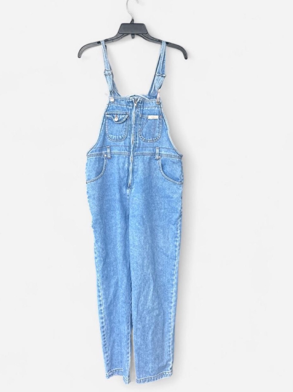 Vintage Classic Light Blue Denim Women's Overalls - Adjustable Strap Jeans